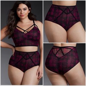 TORRID SKULL PLAID STRAPPY MESH HIGH WAIST PANTY